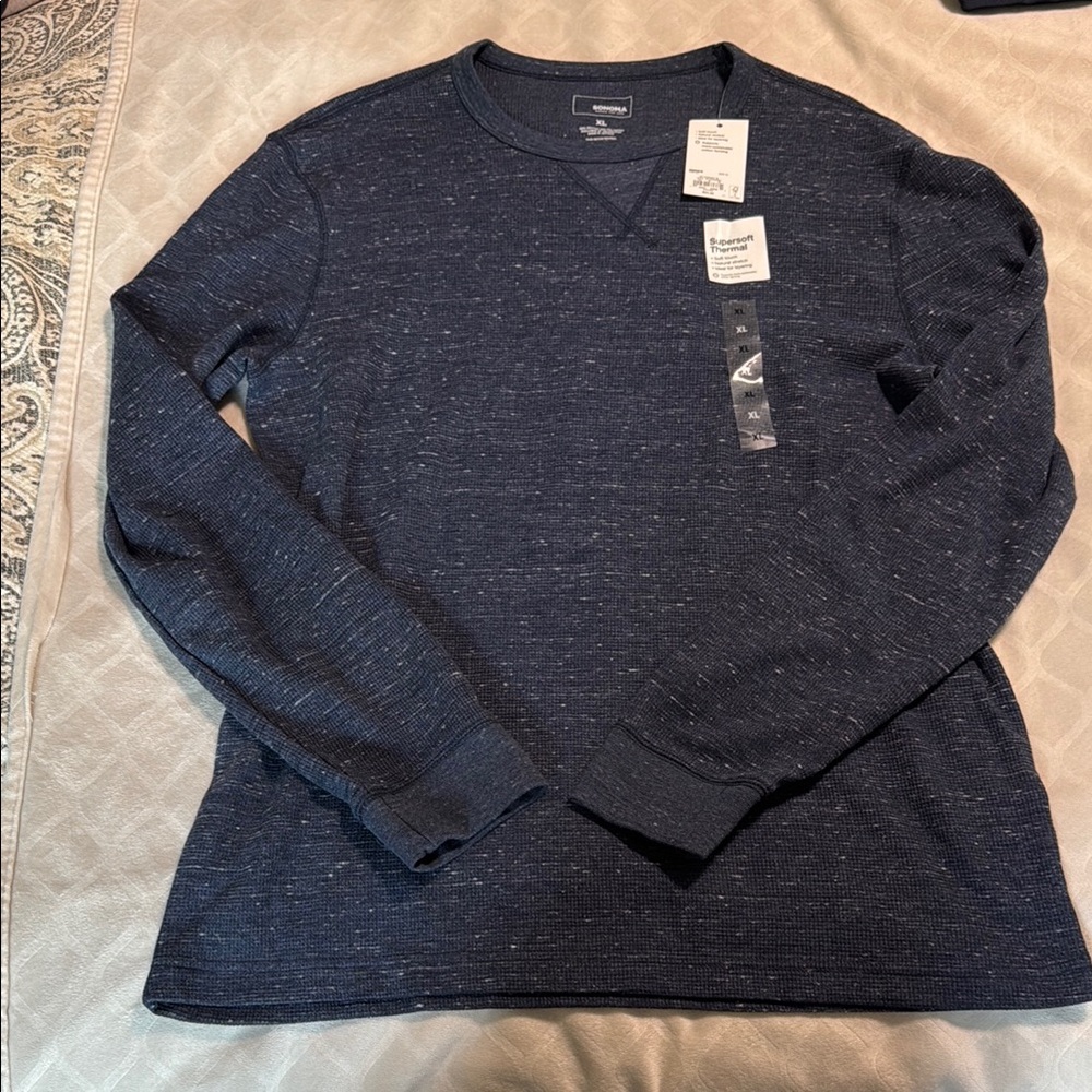Sonoma Blue Crewneck Sweater with Textured Knit Design